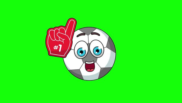number 1 fan football cartoon emoticon, looping animation

