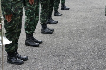military boots in uniform