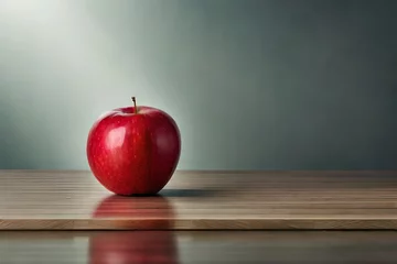 Fotobehang red apple on blackboard Generative AI © Muqeet 