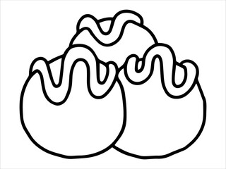 Food Outline Takoyaki Japanese or Food Line Art icon