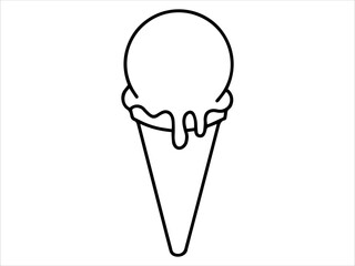 Food Outline Ice Cream cone or Sweet Food Line Art icon