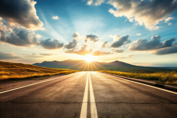 The road to success. A bright spot at the end of the road.