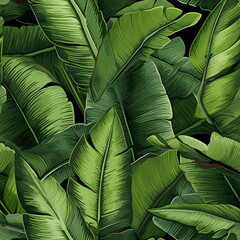 Seamless Pattern of Banana Leaf
