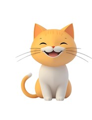 Obraz premium Lovely cute cat 3d cartoon design isolated on white background