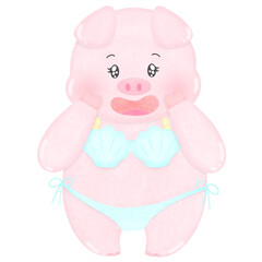 Baby pig cartoon Bikini 