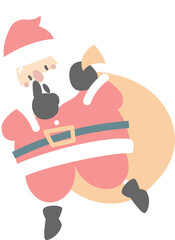 merry christmas and happy new year with cute santa claus and Christmas bag, flat png transparent element cartoon character design