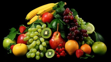 Naklejka na ściany i meble Fruits background. Fresh fruits background. Healthy food background. Fruits background.
