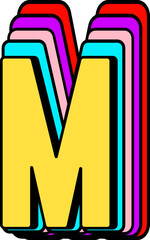 Colorful Retro Alphabet Letters, 3D Retro Stylish 