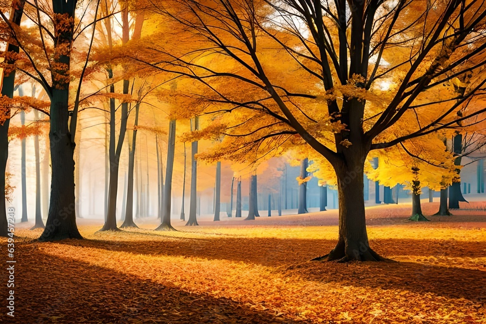 Wall mural autumn in the park generated ai