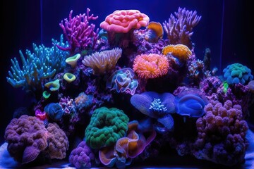 Obraz premium Beautiful tropical fish species are part of the coral reef ecosystem's underwater global ecology. Generative AI