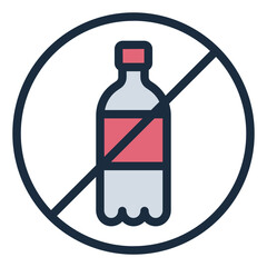 No Plastic Bottle filled line icon