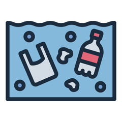 Plastic on the Sea filled line icon