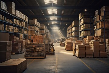 Industrial interior of a factory warehouse. Old dark warehouse.