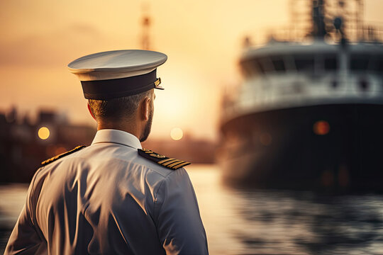 Back view of captain of the ship