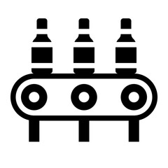 Conveyor with Bottle solid glyph icon
