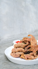 Crunchy golden crispy chicken skin