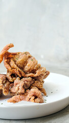 Crunchy golden crispy chicken skin