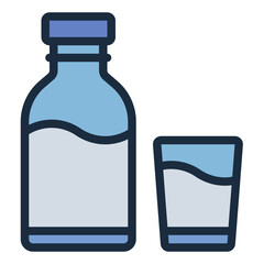 Milk bottle filled line icon