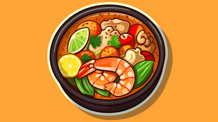 thai panang curry food, vector art illustration, flat color.generative ai
