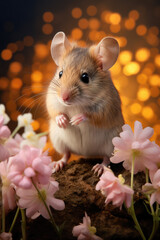 Little Mouse with Flowers