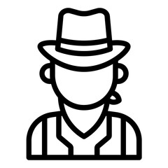 Cowboy avatar people outline icon