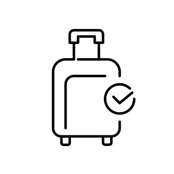 Suitcase With Checkmark. Approved Cabin Luggage. Pixel Perfect, Editable Stroke Icon