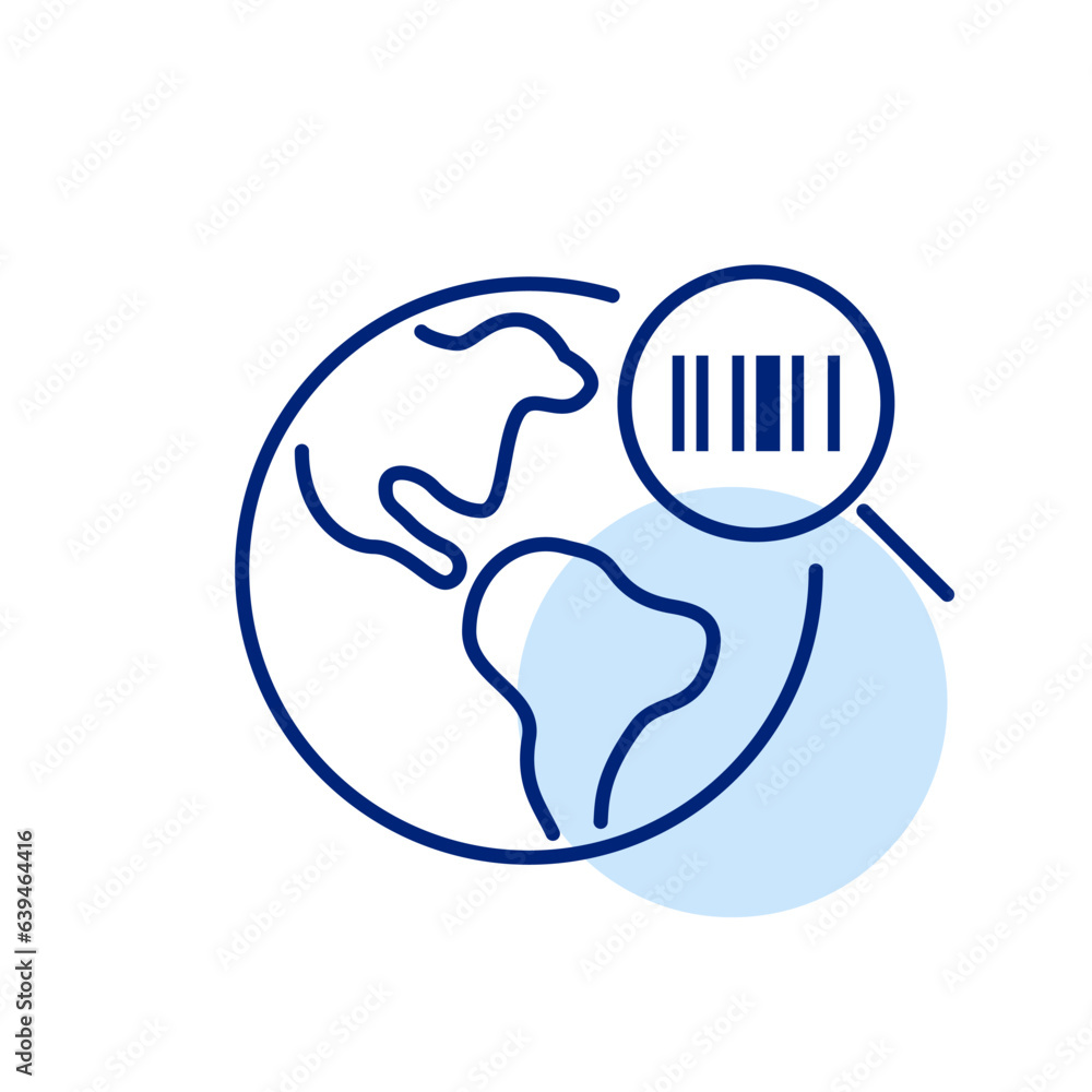 Poster scanning barcode. international transfers using coding. pixel perfect, editable stroke icon
