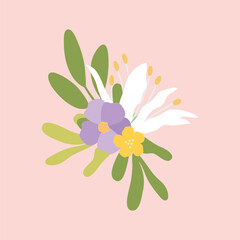 Floral Wreaths and Bouquets. Floral arrangement - border, wreath, frame. Perfect wedding stationary, greetings, fashion, background