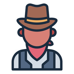 Cowboy avatar people filled line icon