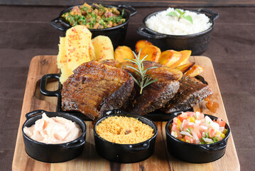 roasted beef with cassava rice salad typical Brazilian food