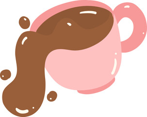 Cute spilled coffee takeaway cup flat design
