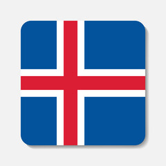 Obraz premium Iceland flag flat icon. Square vector element with shadow underneath. Best for mobile apps, UI and web design.