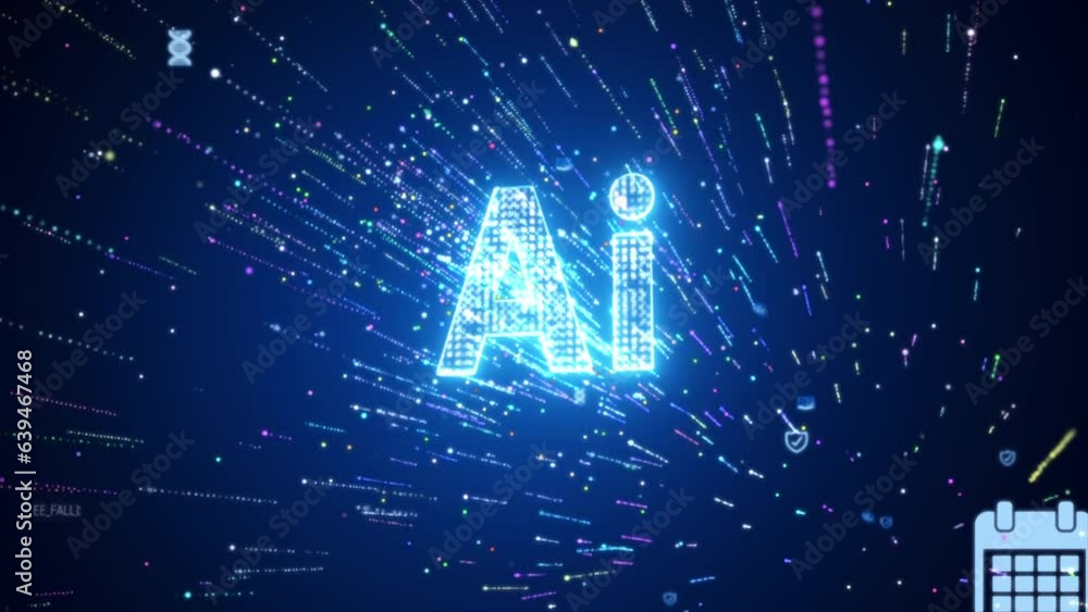 Poster ai text artificial intelligence technology. futuristic cyber and technology concept. random digital 