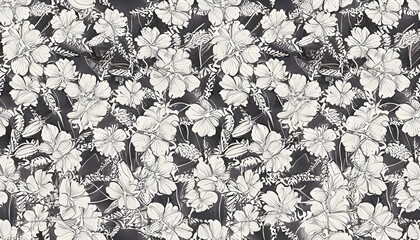Naklejka premium seamless black and white floral pattern AI generated