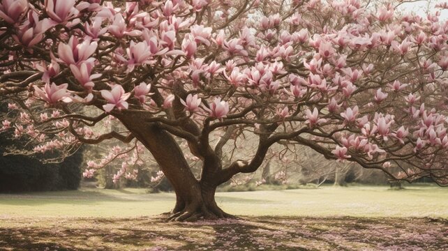 Magnolia tree in bloom