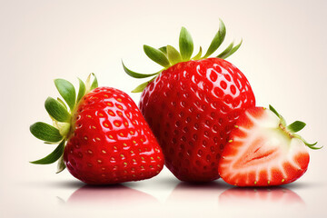 Juicy Strawberry isolated on white background. (ai generated)