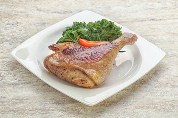 Roasted duck leg with orange sauce