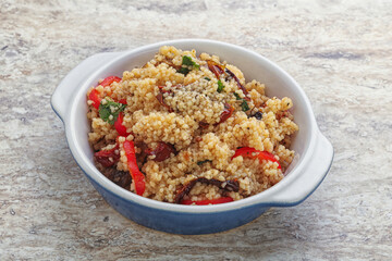 Arabic cous cous with meat and tomato