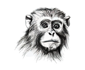 Capuchin monkey portrait hand drawn sketch. Vector illustration design.