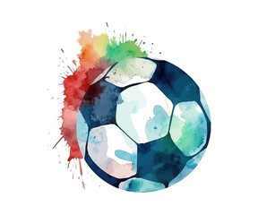 Soccer ball hand drawn watercolor. Vector illustration design.