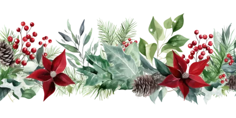  Christmas decorative seamless border. Watercolor. Vector illustration design. © Tamara