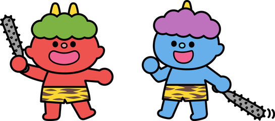 節分　赤鬼・青鬼の子どもたち