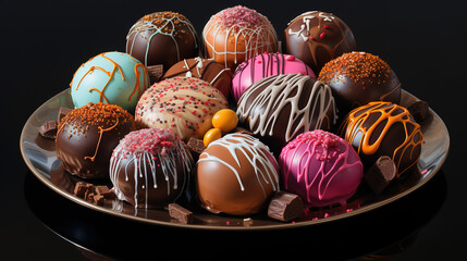 Chocolate truffles and pralines. Generative Ai