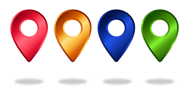 collection of colorful map markers