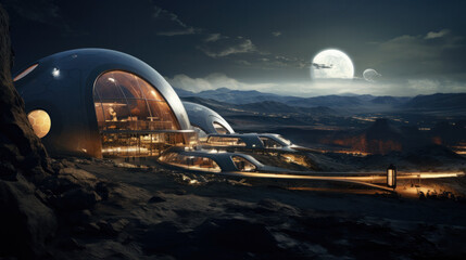 Building like a lunar exploration base that appeared in the dark