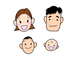 四人家族のイラスト　カラー