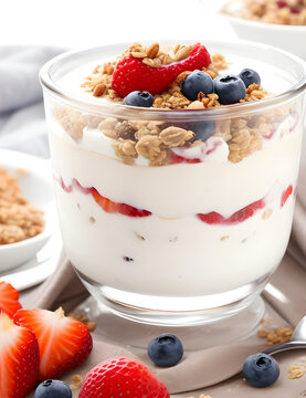 Yogurt Parfait with Fruits and Granola Clusters