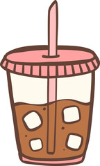 cute ice coffee takeaway cup flat desing