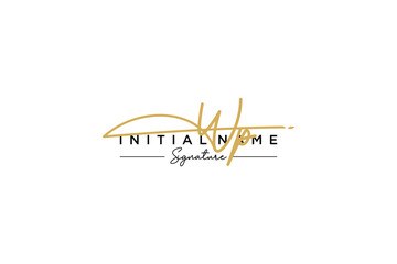 Initial WP signature logo template vector. Hand drawn Calligraphy lettering Vector illustration.