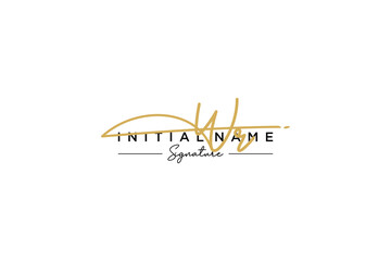 Initial WR signature logo template vector. Hand drawn Calligraphy lettering Vector illustration.